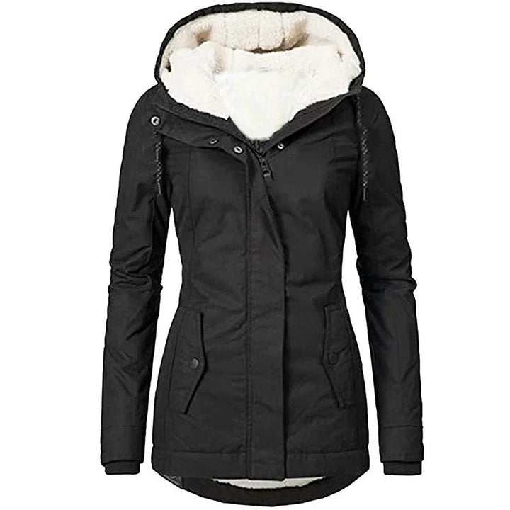 Drune | Damen Kapuzenparka – Semi-Fitted – Plüschfutter – Mittellange – Wetterbeständig