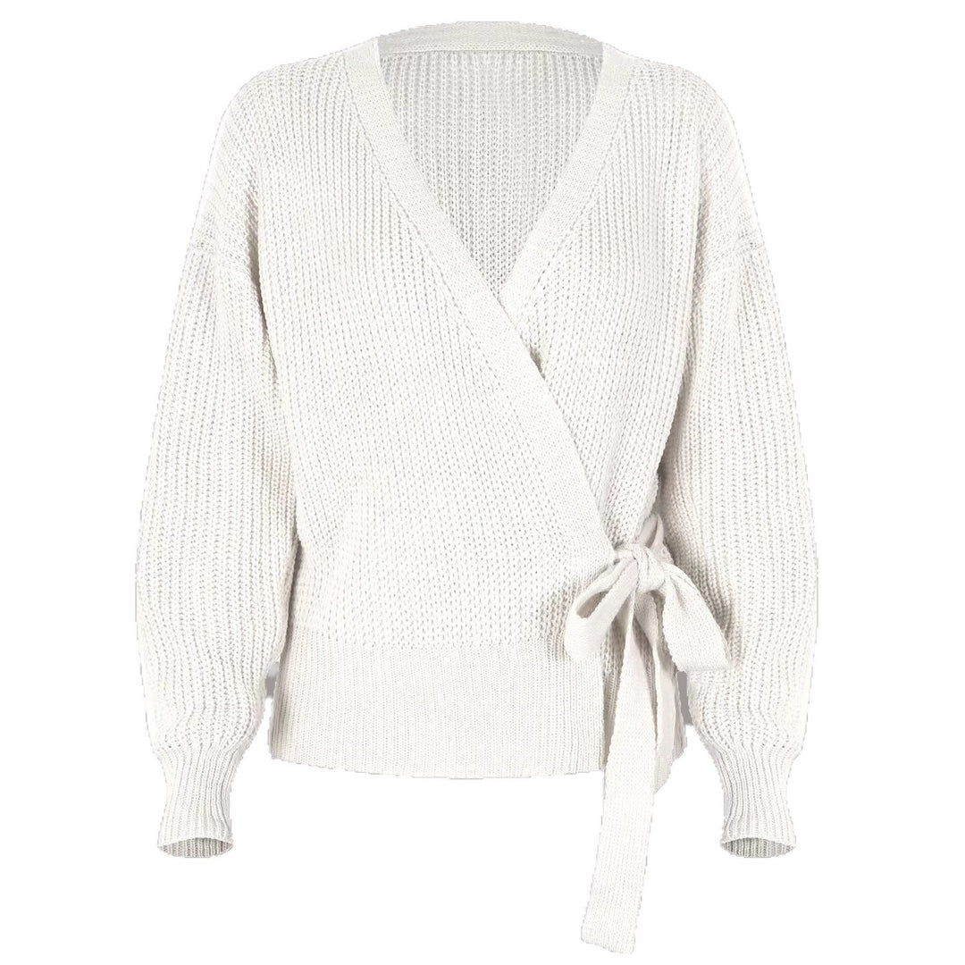 Damen Coole Wickelstrickjacke mit modernen Rüschendetails Drune