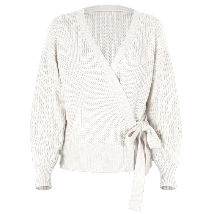 Damen Coole Wickelstrickjacke mit modernen Rüschendetails Drune