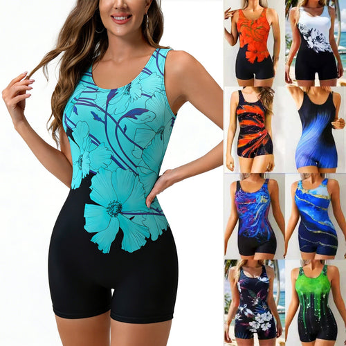 Damen Sportlicher Einteiler Badeanzug mit trendigem Grafikdesign Drune