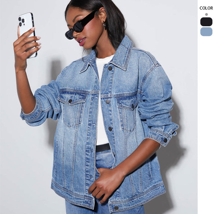 Damen Oversized Denimjacke im modernen Streetstyle mit lässigem Schnitt Drune