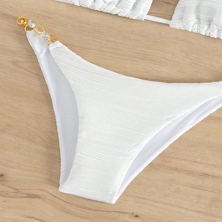 Damen Triangel-Bikini mit luxuriösen Goldakzenten und nahtlosem Design Drune