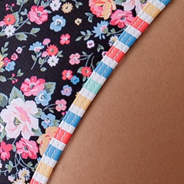 Damen Triangel-Bikini mit verspielten Blumenmuster und verstellbaren Bindebändern Drune