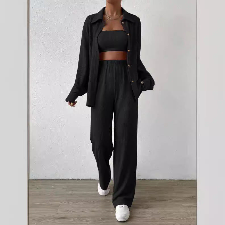 Damen Zweiteiliges Lounge-Set mit Oberteil und weiter Hose Drune