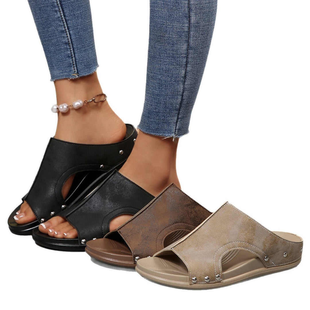 Damen Komfortable Slide-Sandalen mit modischem Cut-Out-Design und elegantem Strassbesatz Drune