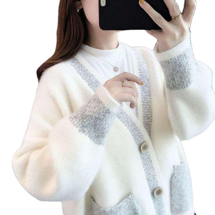 Damen Strickjacke mit modischen Kontrastdetails und tiefen Taschen Drune