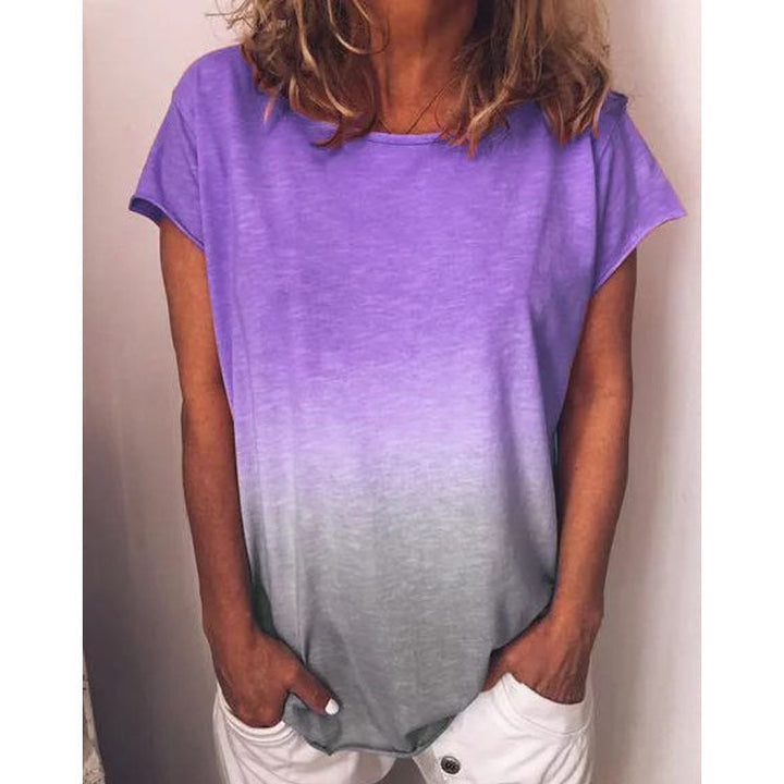 Drune | Gradient-Druck Bunt V-Ausschnitt T-Shirt