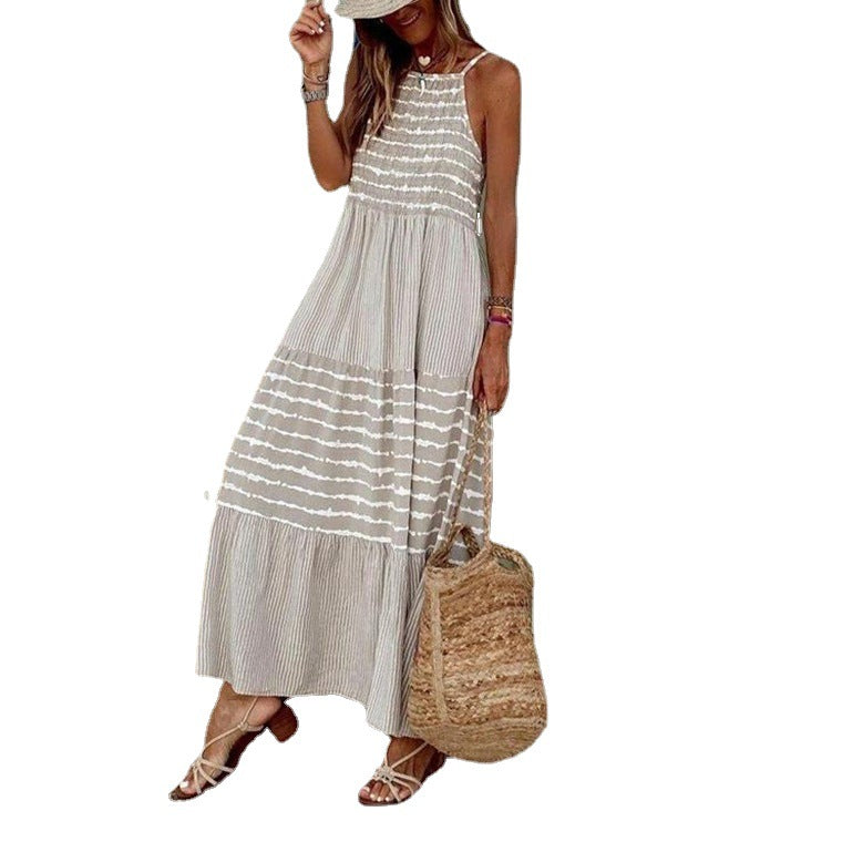 Damen Langes Sommerkleid mit eleganten Streifen von Drune
