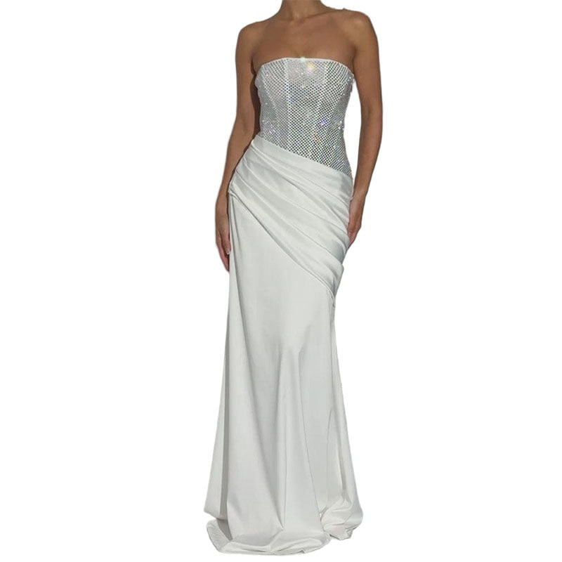 Damen Elegant Maxi-Kleid mit funkelndem Oberteil Drune