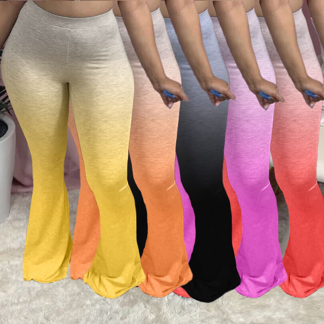 Damen Sportliche Flared Leggings mit Farbverlauf Drune