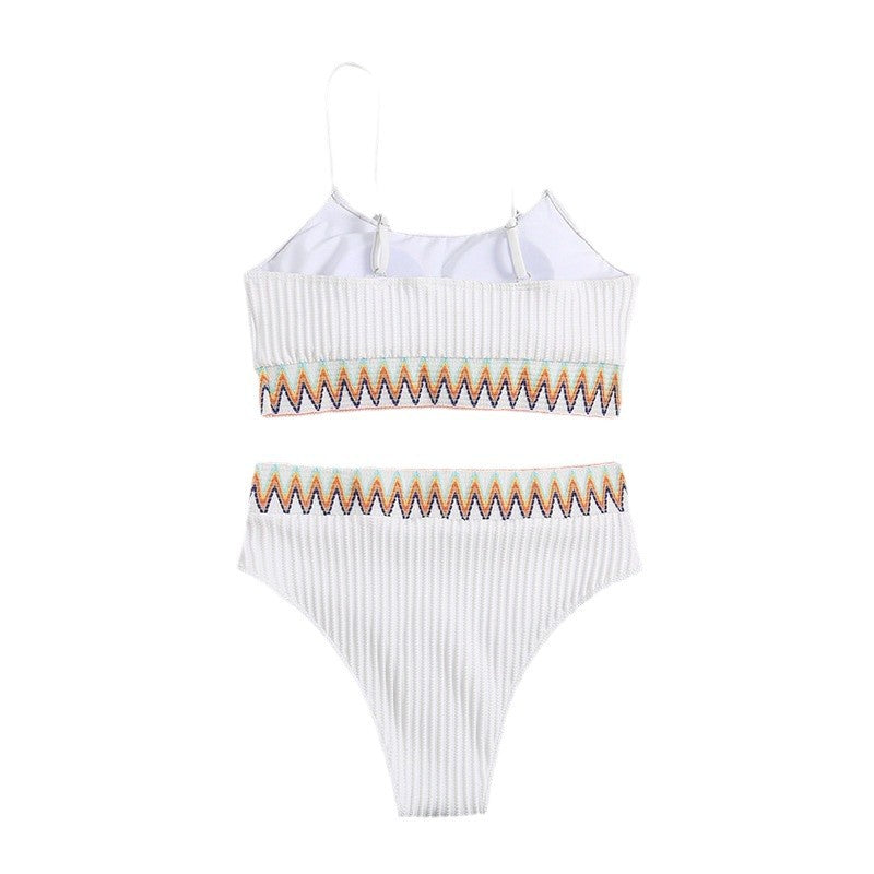 Damen Hochtailliertes Bikini-Set mit gestreiftem Oberteil Drune