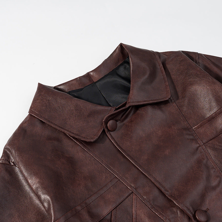 Damen Kunstlederjacke im modernen Schnitt mit lässigen Taschen Drune