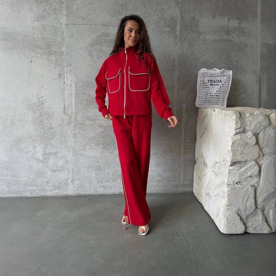 Damen Relaxed-Fit Loungewear-Set mit Reißverschluss und weitem Schnitt Drune