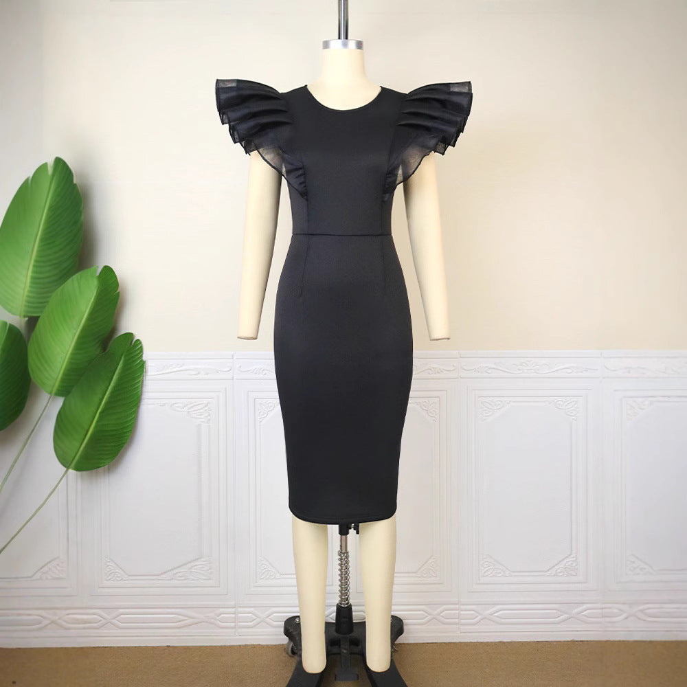 Damen Elegantes Kleid mit Rüschendetails und figurbetonter Silhouette Drune