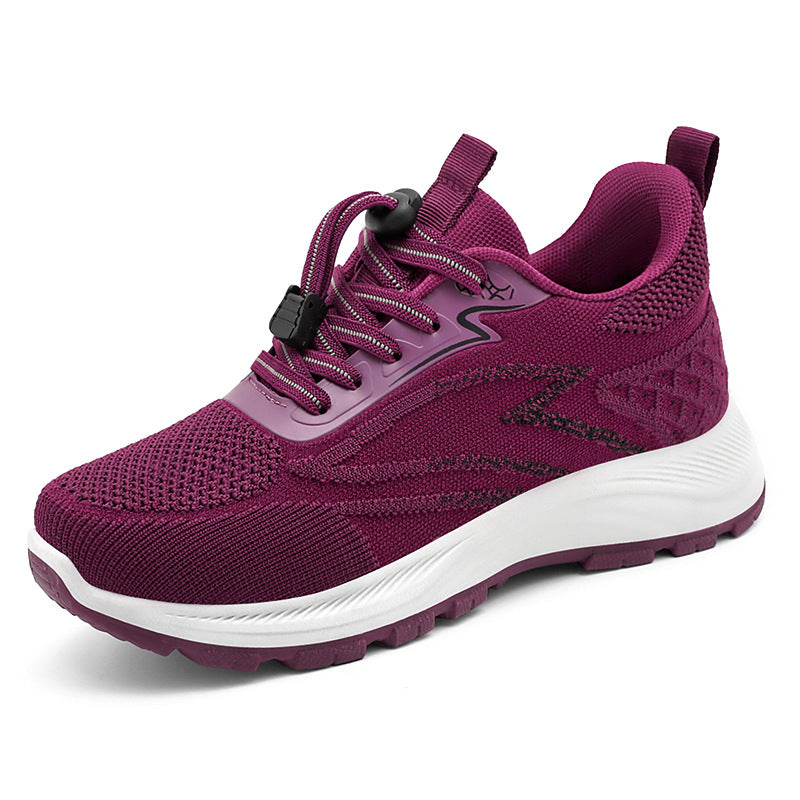 Damen nan atmungsaktiver Strick-Laufsneaker mit Schnellzug-Schnürung, gepolsterter EVA-Zwischensohle und profiliertem Laufsohle Drune