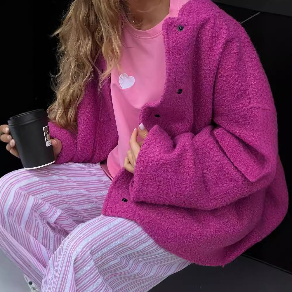 Damen Oversized Fleecejacke mit kuscheliger Innenseite und modischem Schnitt Drune