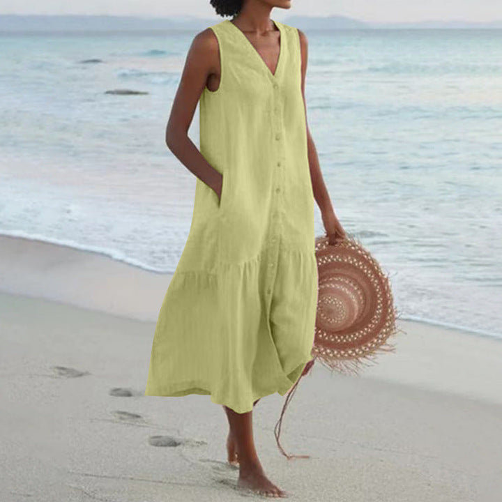 Damen Sommerliches Leinenkleid Drune