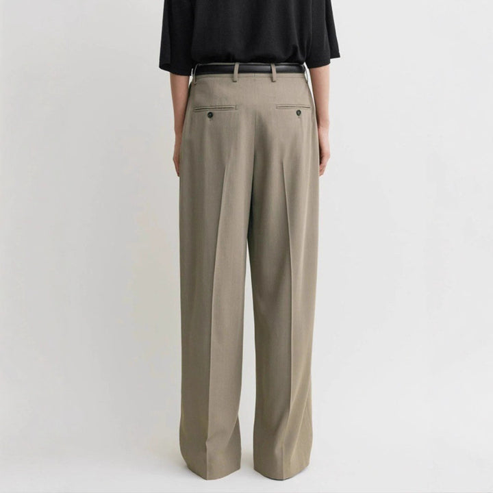 Damen elegante Hochbundhose mit weitem Bein und stilvollem Flächenfinish Drune