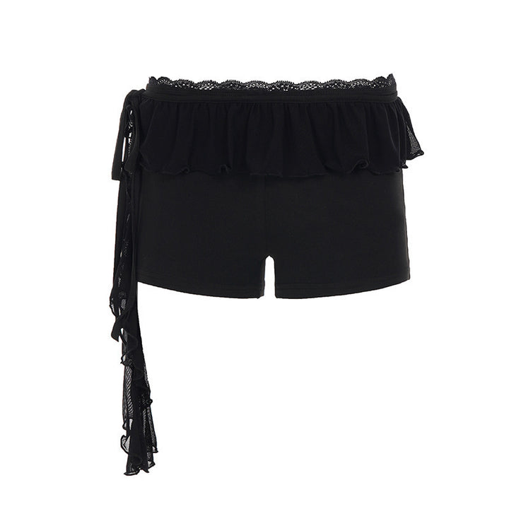 Damen Shorts mit Rüschendetail und verstellbarem Bindeband Drune