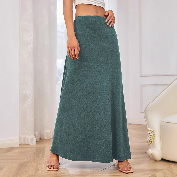 Damen Maxirock mit eleganter A-Linie und hohem Taillenbund Drune