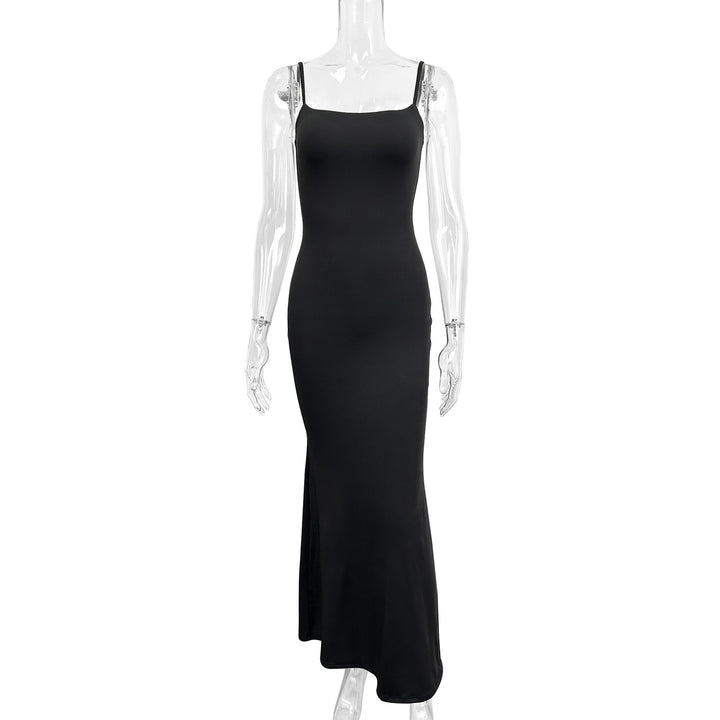 Damen figurbetontes Maxikleid mit schmalen Spaghettiträgern und elegantem Schnitt Drune