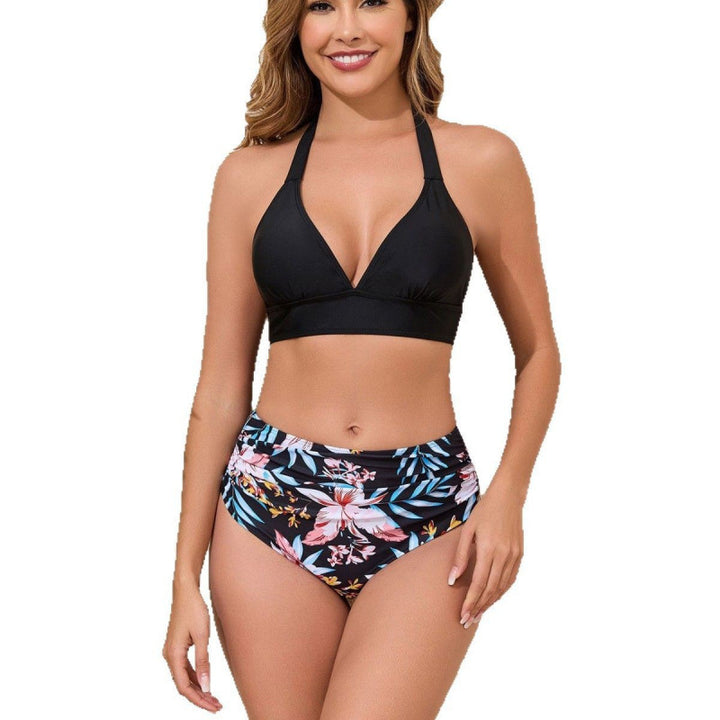 Damen Hochtailliertes Bikini-Set mit floralem Design und Halterneck Drune