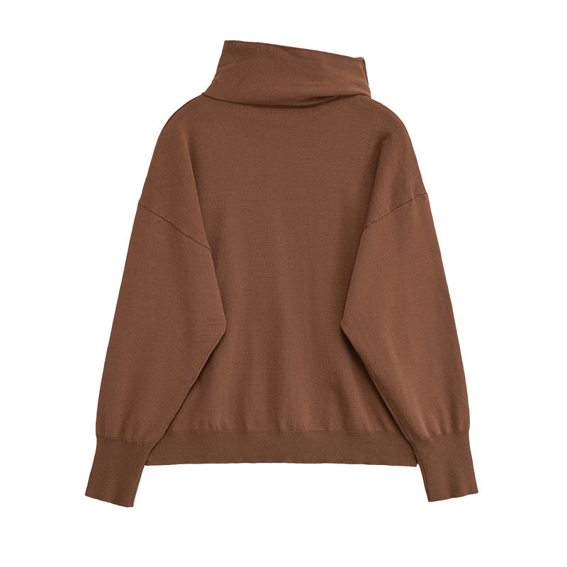 Damen modischer Pullover mit asymmetrischem Kragen Drune