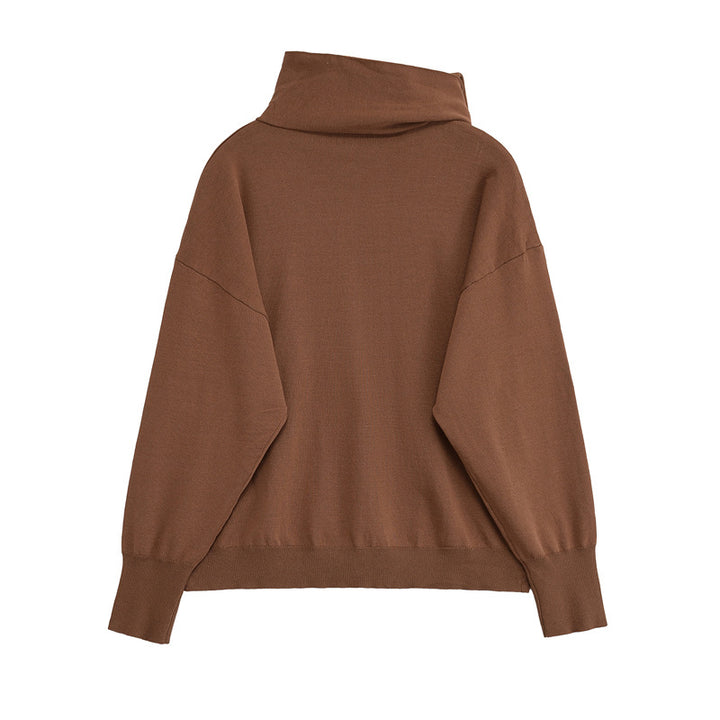 Damen modischer Pullover mit asymmetrischem Kragen Drune