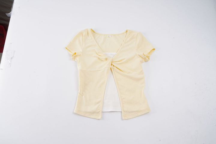 Damen Süßes kurzes T-Shirt mit Knoten-Design und Cut-out-Details Drune