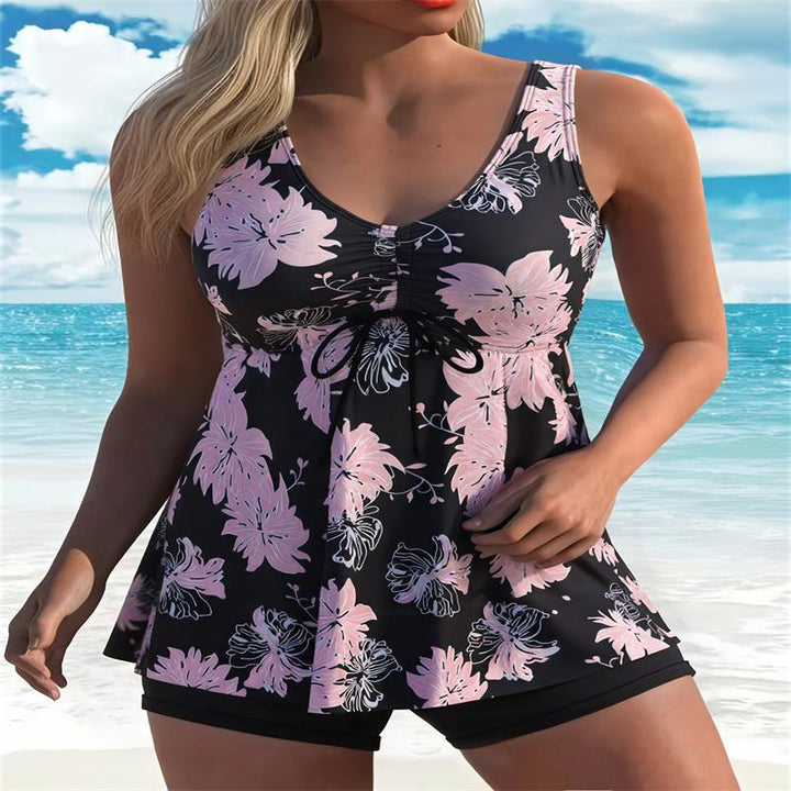 Damen Tankini-Top mit floralem Design und figurumspielendem Schnitt Drune