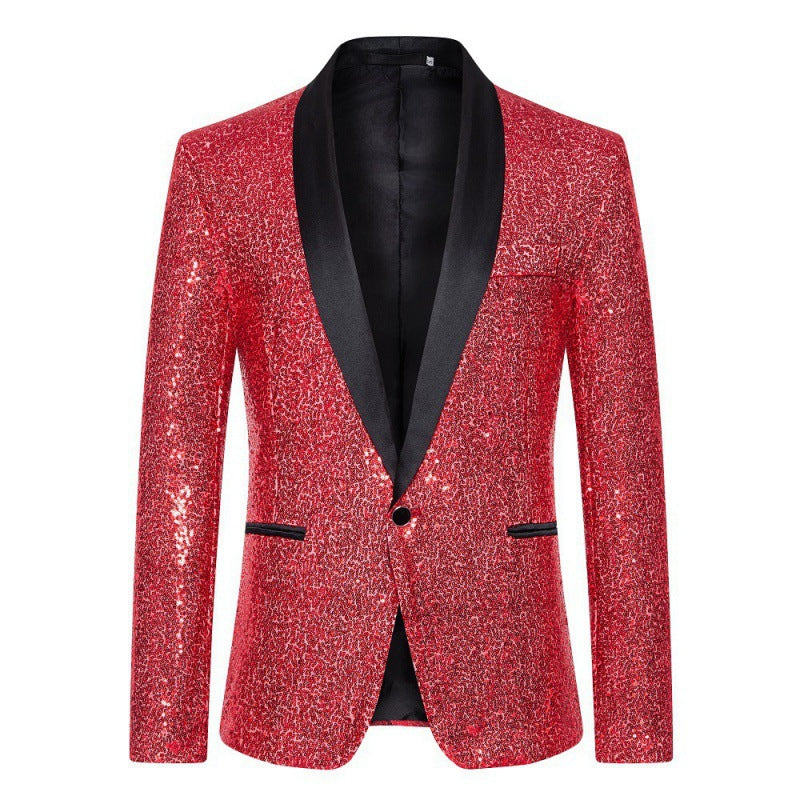 Drune Herren Pailletten-Blazer mit Schalkragen