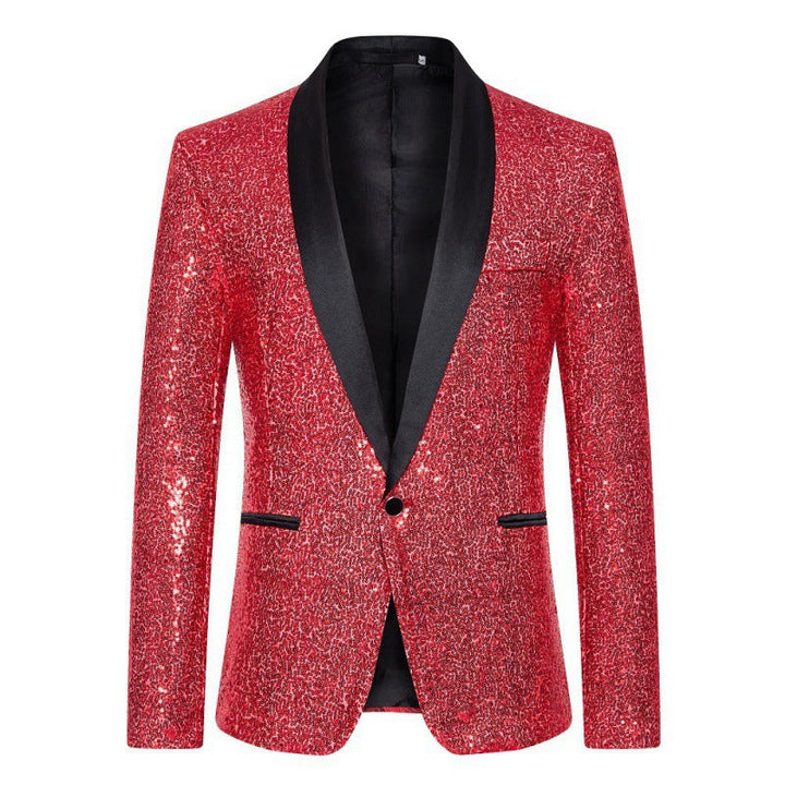 Drune Herren Pailletten-Blazer mit Schalkragen