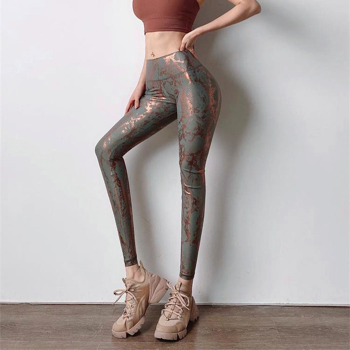 Damen Sportleggings im Schlangenprint mit hohem Bund Drune