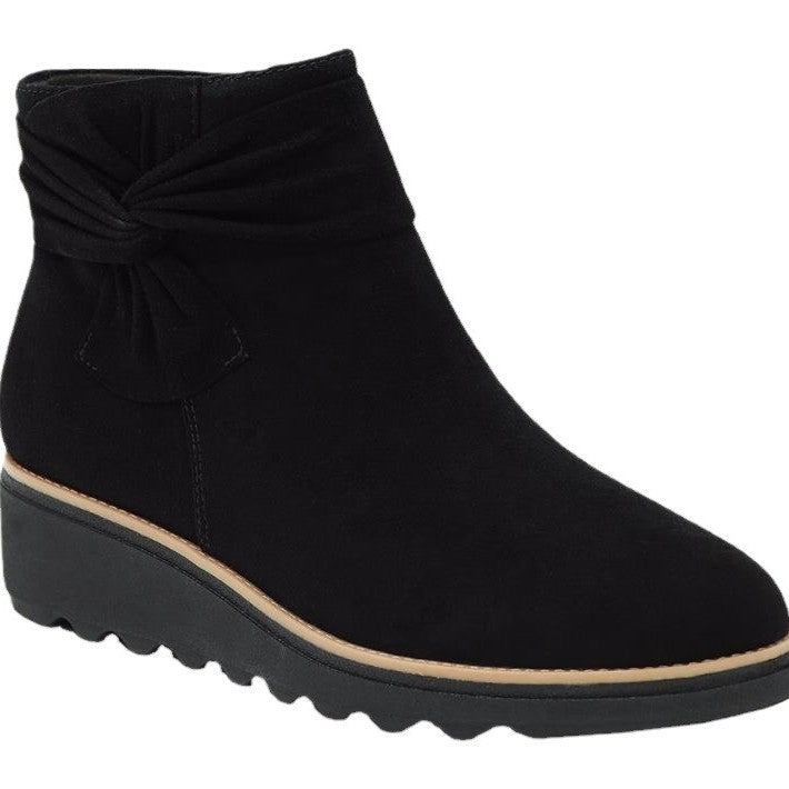 Damen Wedge-Stiefeletten mit geschmackvollem Falten-Design und rutschfester Sohle Drune