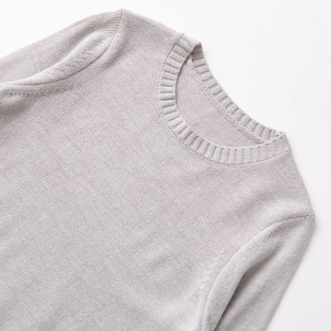 Damen Gemütlicher Feinstrickpullover mit Rundhalsausschnitt und zeitlosen Details Drune