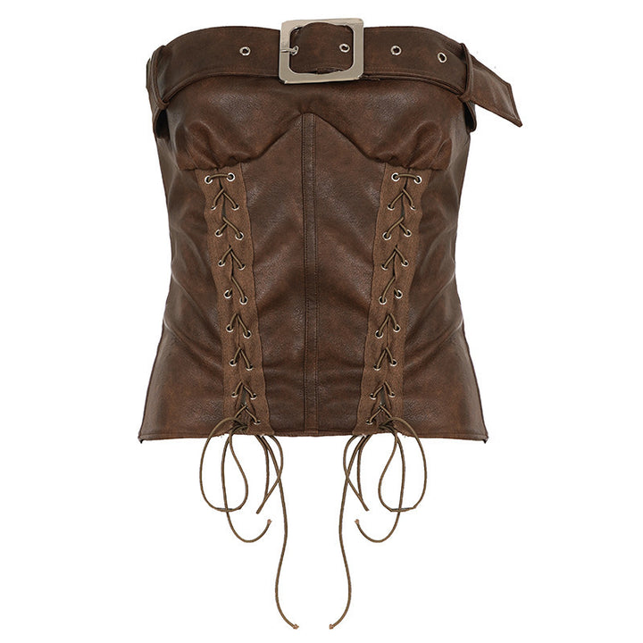 Damenleder-Corsage mit raffinierten Schnürdetails Drune