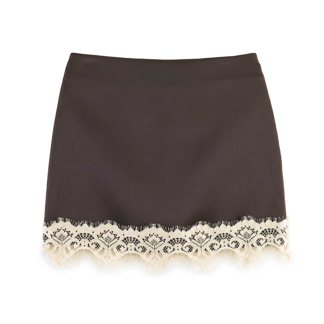 Damen Feiner Rock mit eleganter Spitzenverzierung Drune