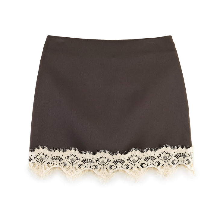 Damen Feiner Rock mit eleganter Spitzenverzierung Drune