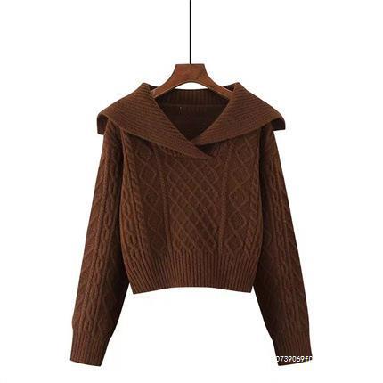 Damen Strickpullover mit weitem Kragen und raffiniertem Zopfmuster Drune