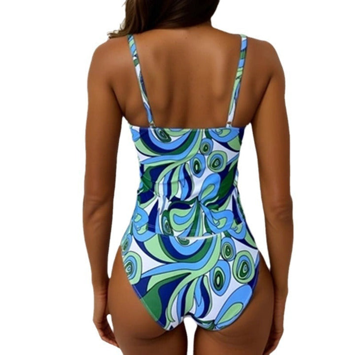Damen Einteiler Badeanzug mit floralem Muster und Rüschendetails Drune
