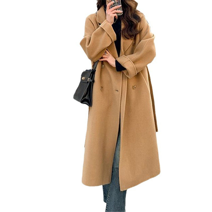 Damen Eleganter Wollmantel mit doppelter Knopfleiste und breitem Revers Drune