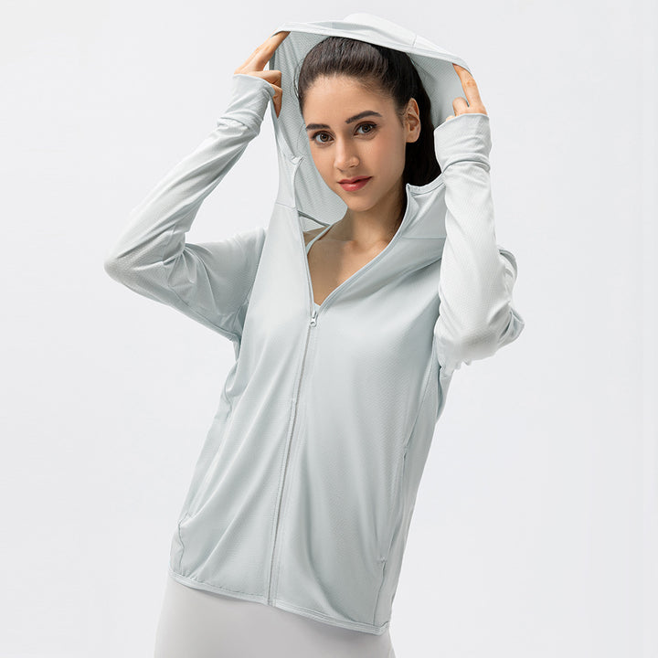 Damen Atmungsaktive Funktionsjacke mit Kapuze und Reißverschluss Drune