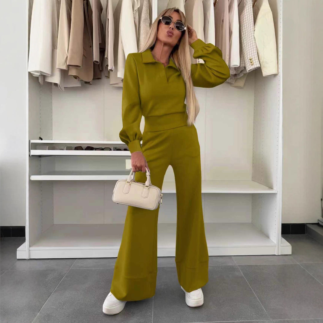 Damen Stylish und lässiger Jumpsuit mit weitem Bein und eleganten Ärmeln Drune