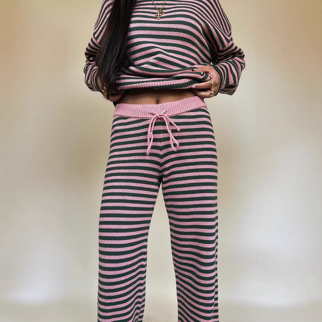 Damen lässiger Streifenpullover mit weichem Material Drune