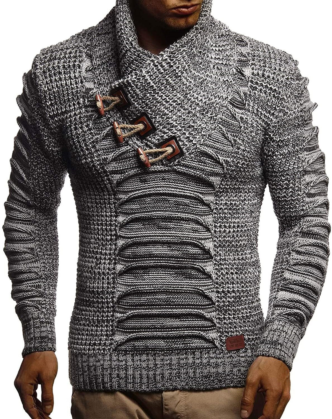 Herren Grobstrickpullover mit innovativem Schalkragen und rustikalem Design Drune