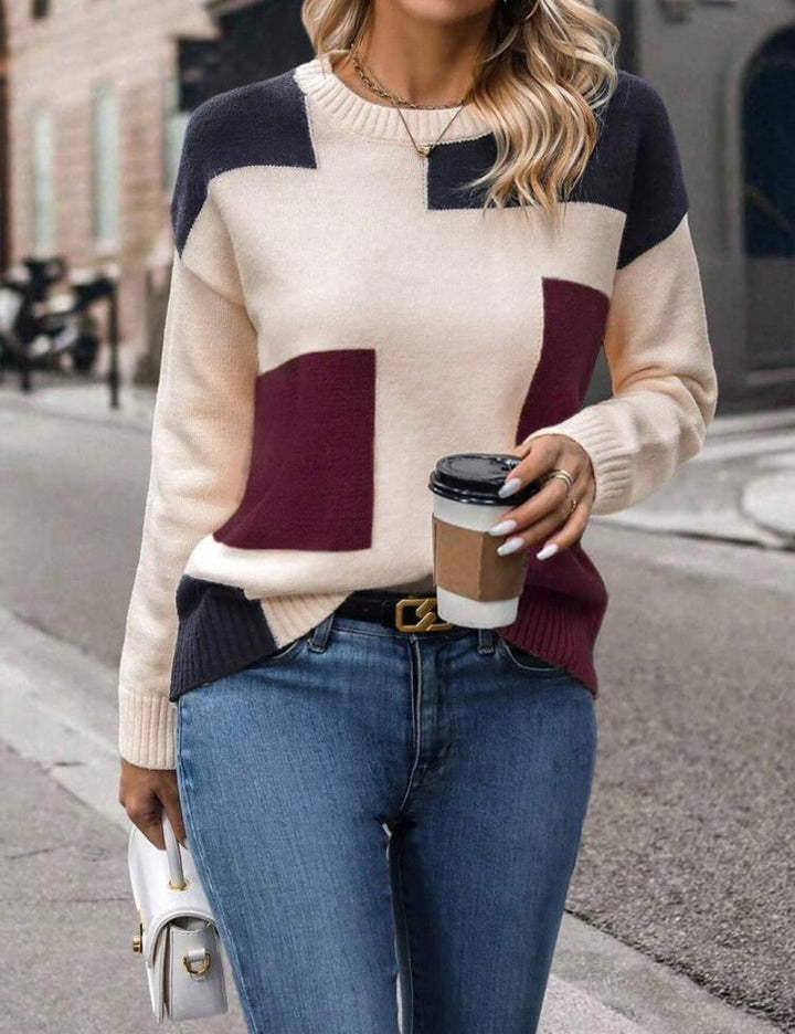 Damen modischer Pullover mit geometrischem Muster und stylischem Schnitt Drune