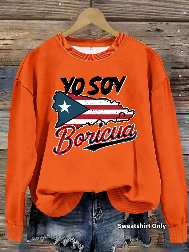 Damen Sweatshirt mit kreativem Puerto Rico Design und lässigem Schnitt Drune