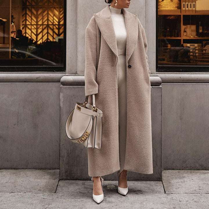 Damen Eleganter und warmer Wollmantel mit modernem Schnitt Drune