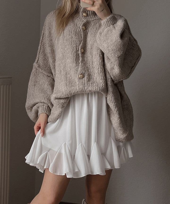 Damen gemütlicher Oversized-Strickpullover mit modernem Schnitt und voluminösen Ärmeln Drune