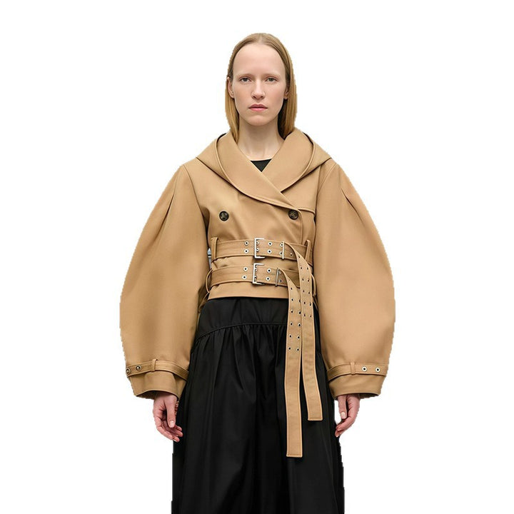 Damen Designerjacke mit gekreuztem Verschluss und extravaganten Ärmeln Drune